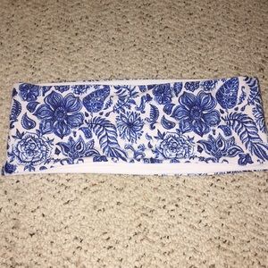 Blue paisley strapless strappy bikini top